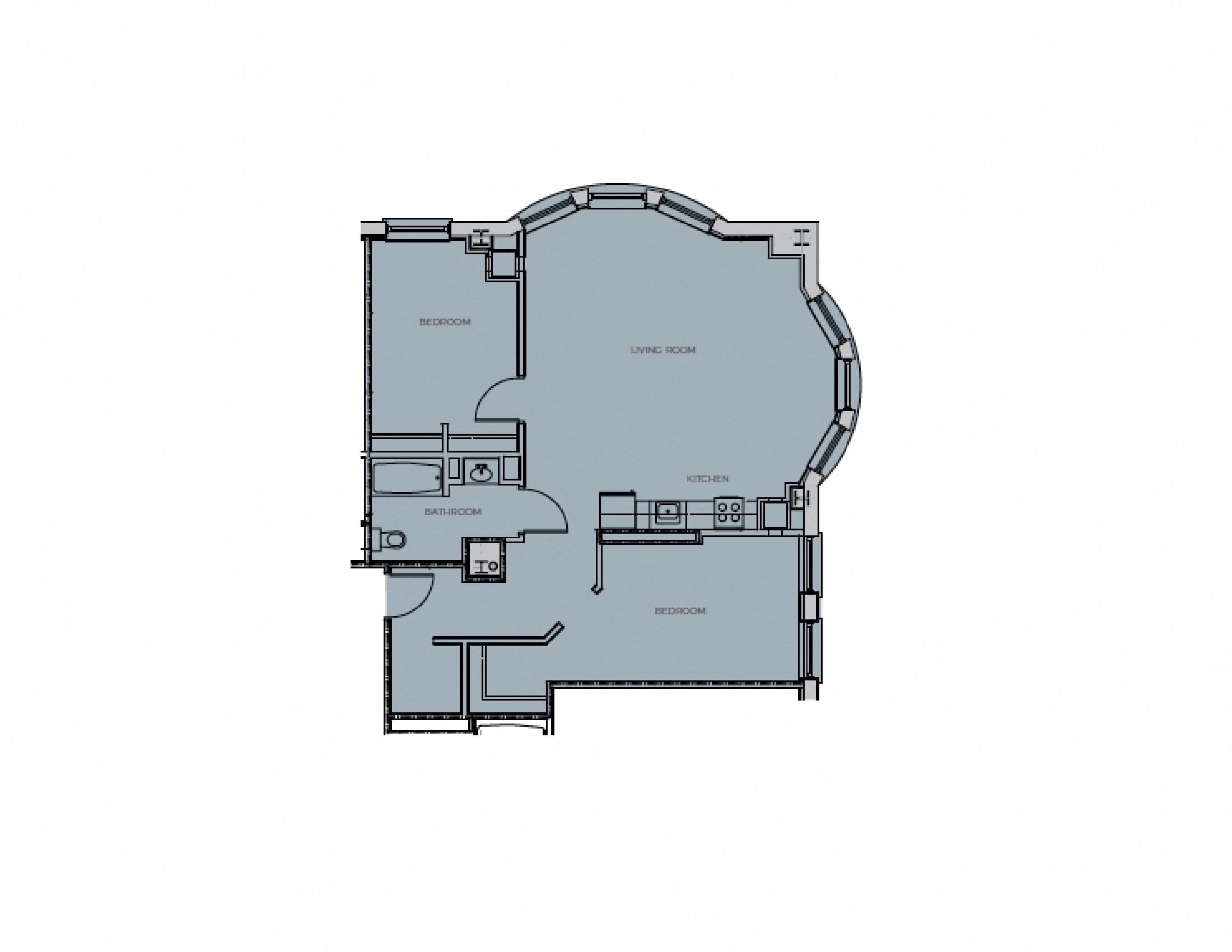 Two Bedroom Floor Plan in Apartment for Rent in University City